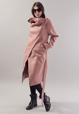 Pale Pink blend Coat Cape Coat Poly-viscose F1743