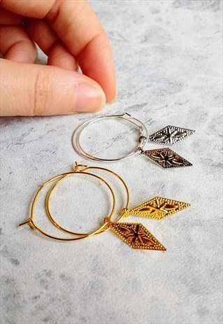 LIGHTWEIGHT DIAMOND HOOP EARRINGS 2 PAIR SET