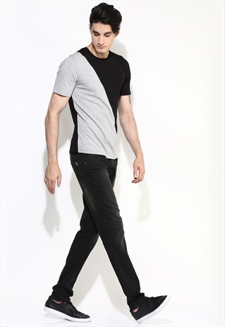 MENS BLACK T-SHIRT CUT AND SEW T SHIRT ORGANIC COTTON TSHIRT