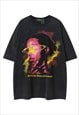 FLAME PRINT TSHIRT GRAFFITI TEE RETRO PAINT SPLAT TOP PURPLE