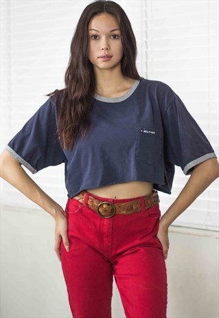 VINTAGE TOMMY HILFIGER CROP TOP LOGO REWORKED 90S L 5.1