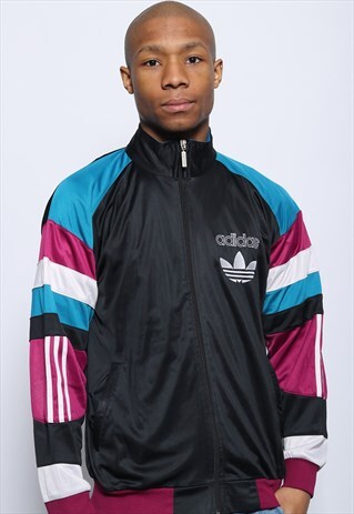 VINTAGE ADIDAS LOGO TRACK JACKET BLACK