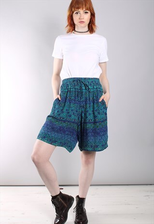 VINTAGE 90S ABSTRACT PATTERNED HIGH WAISTED FESTIVAL SHORTS