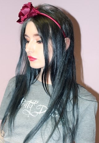 VINTAGE DARK RED GOTHIC FLOWER FESTIVAL HEADBAND