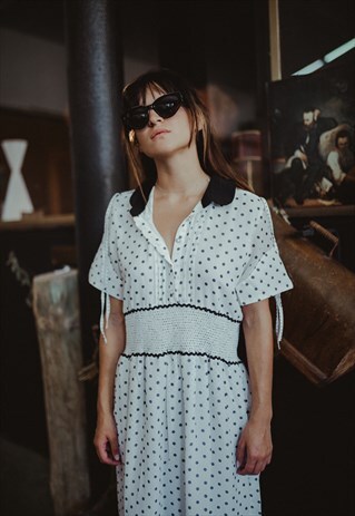 BLACK AND WHITE POLKA DOT DRESS