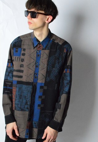 VINTAGE 90S ABSTRACT GRUNGE LONG SLEEVE SHIRT