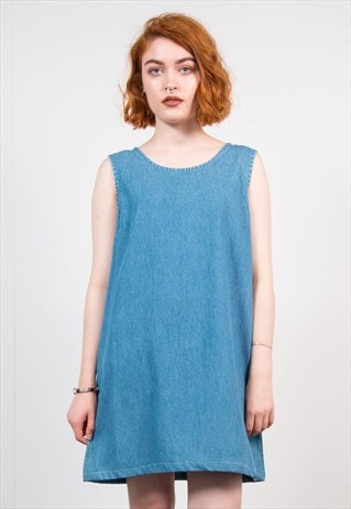 VINTAGE 90'S DENIM MINI SHIFT DRESS