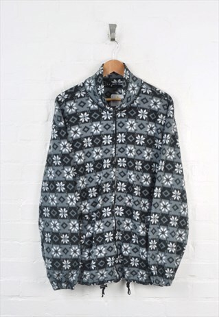 VINTAGE FLEECE SNOWFLAKE PATTERNED GREY LADIES XXXL