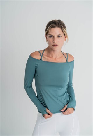 LONG SLEEVE FITNESS TOP WITH COLD SHOULDERS, KENTIA