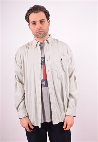 RALPH LAUREN MENS VINTAGE SHIRT XL GREY 90S