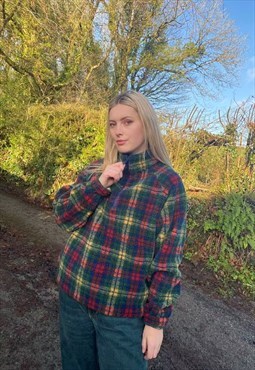 Vintage 90s Cutes Abstract Tartan Fluffy Plush Fleece Sweat