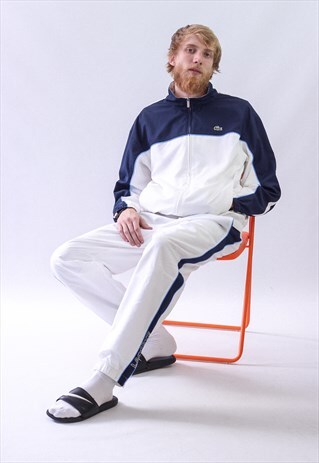 RARE VINTAG MENS LACOSTE TRACK SUIT PANTS WINDBREAKER JACKET