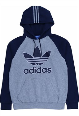 Vintage 90's Adidas Hoodie Spellout Pullover Blue,