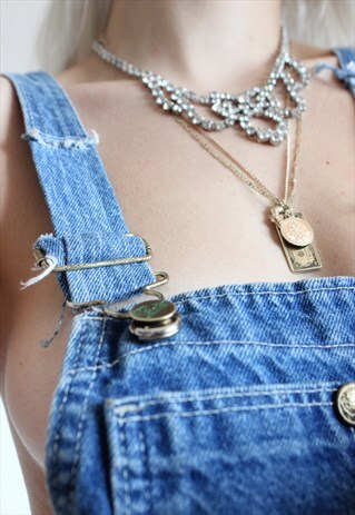 VINTAGE 60S SILVER RHINESTONE DIAMANTE COCKTAIL NECKLACE