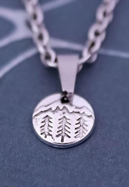 CRW Silver Mountain and Trees Necklace 