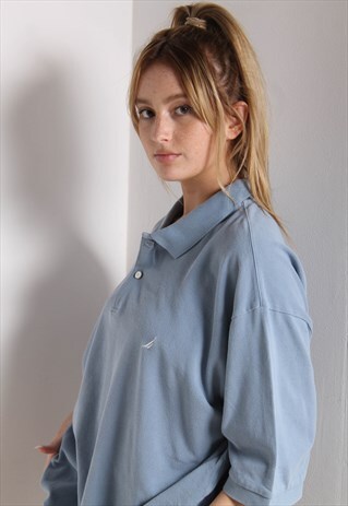 VINTAGE NAUTICA POLO SHIRT TOP BLUE