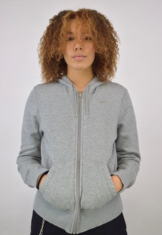 VINTAGE 90S NIKE GREY ZIP HOODIE