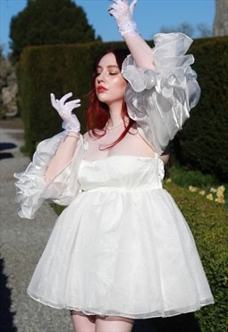 Shimmer Organza White Puff Dress