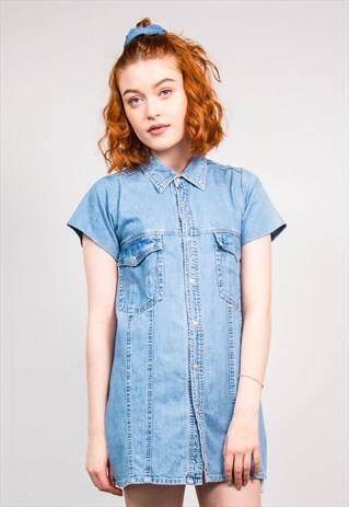 VINTAGE 90'S REWORKED DENIM SHIRT DRESS
