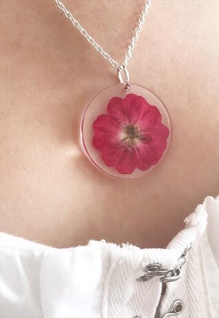 ROSE NECKLACE. REAL FLOWER JEWELLERY, RED NECKLACE