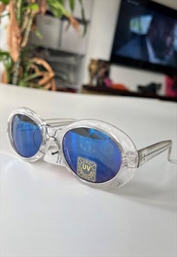 Vintage 90s Sunglasses Deadstock Kurt Cobain Oval Clear Rims