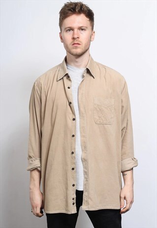 VINTAGE CORDUROY CORD SHIRT BROWN