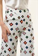 WOMAN HIGH WASITED ABSTRACT PATTERN FLARE PANTS 3704