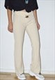 VINTAGE 90S VERSACE COUTURE DESIGNER BEIGE FLARE TROUSERS