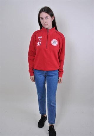 RED TRACK ANORAK, 90S SPORT JACKET, SIZE S