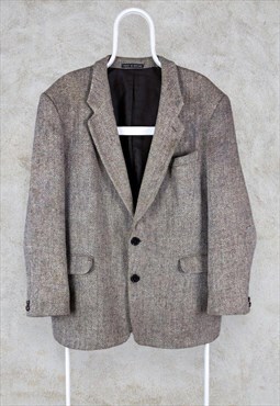 Vintage Brook Taverer Harris Tweed Blazer Jacket Beige Large