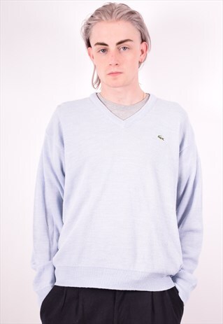 LACOSTE MENS VINTAGE JUMPER SWEATER SMALL BLUE 90S