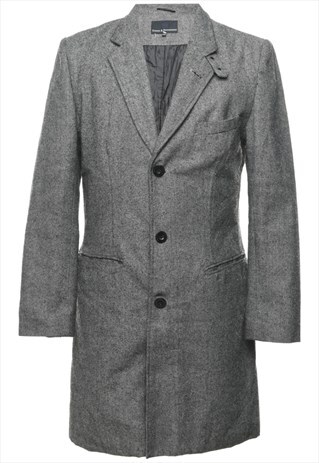BEYOND RETRO VINTAGE GREY WOOL COAT - M