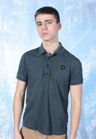 VINTAGE STONE ISLAND GREY SLIM FIT POLO SHIRT