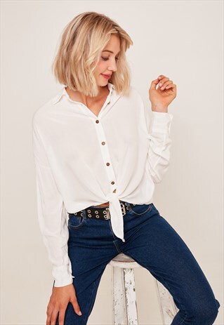 FRONT BOW SHIRT - CREAM