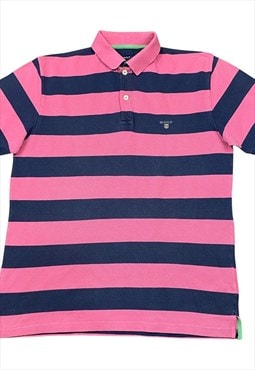 Gant Vintage Men's Navy & Pink Stripe Polo Shirt