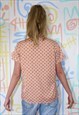 SHIRT VINTAGE 1970S ORANGE PRINT COTTON LOOSE SIZE 12 / 14