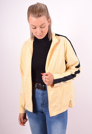 NIKE WOMENS VINTAGE TRACKSUIT TOP JACKET MEDIUM YELLOW 90S