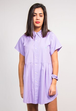 90'S VINTAGE RALPH LAUREN REWORK PURPLE SMOCK DRESS