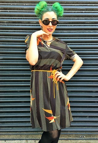 VINTAGE STRETCHY DRESS WITH TIE UP BELT