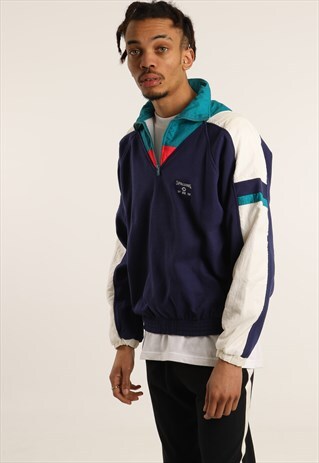 VINTAGE SPALDING EMBROIDERED SPELL OUT 1/4 ZIP SWEATSHIRT