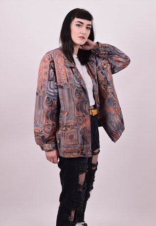 VINTAGE 80'S CRAZY PRINT WINDBREAKER JACKET SIZE LARGE
