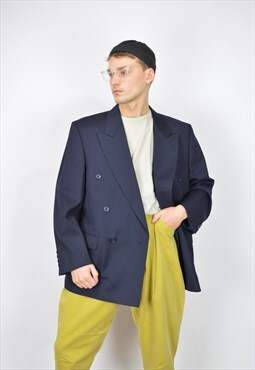 Vintage dark blue classic suit blazer 