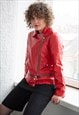 VINTAGE 80'S RED FAUX LEATHER BIKER JACKET