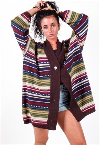 VINTAGE PATTERNED KNIT CARDIGAN K559