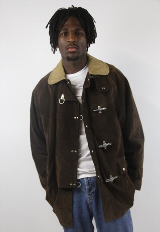 VINTAGE FAY BROWN SUEDE CORD COLLARED JACKET
