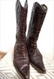 VINTAGE BROWN GENUINE LEATHER COWBOY WESTERN BOOTS SHOES