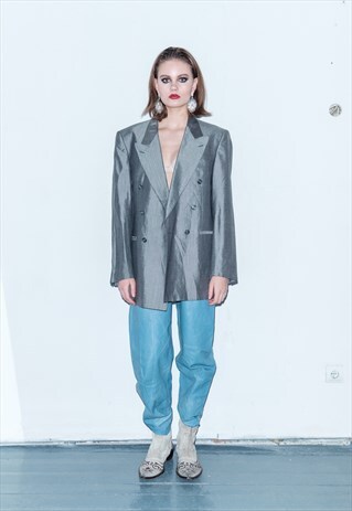 OVERSIZED METALLIC DOUBLE-BREASTED JACKET / 1990S / UNISEX