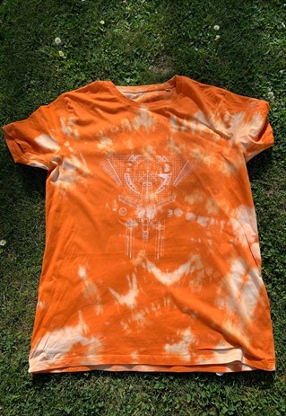 VINTAGE BAAD FLY T-SHIRT REWORKED TIE&DYE ORANGE