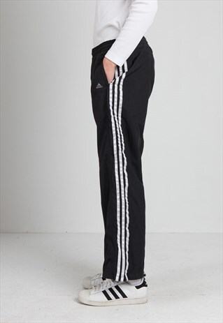 VINTAGE RETRO BLACK ADIDAS TRACK BOTTOMS JOGGERS