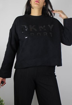 Vintage DKNY Sweatshirt Jumper w Vinyl Spell Out Logo